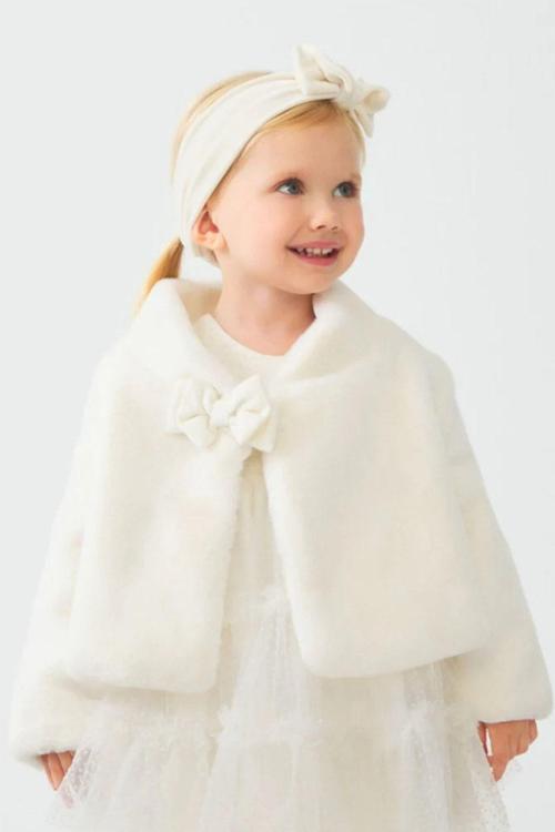 Kız Çocuk Fiyonklu Peluş Bolero