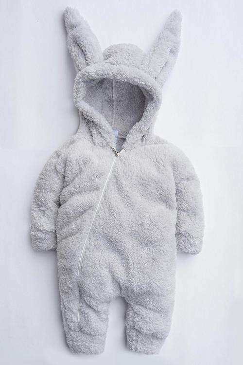 Kız Erkek Bebek Ve Çocuk Fermuarlı Peluş Tavşan Tulum