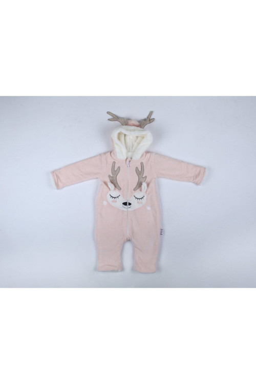 Peluş Kız Bebek Geyik Tasarımlı Tulum