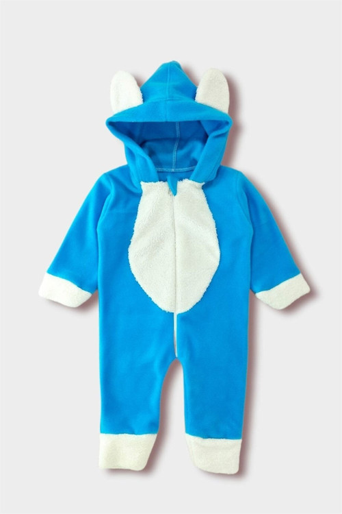 Erkek & Kız Bebek Kulak Detaylı Fermuarlı Tulum
