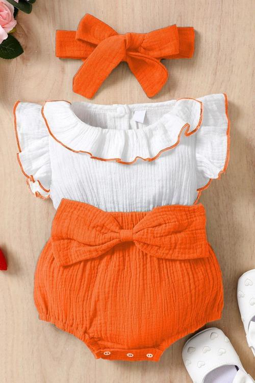 Kız Bebek Ve Çocuk Müslin Bandanalı Tulum