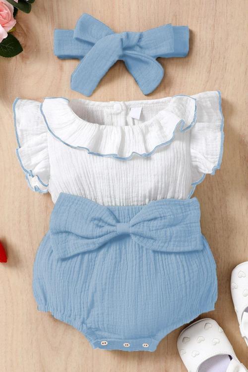 Kız Bebek Ve Çocuk Müslin Kumaş Fırfırlı Kolsuz Tulum