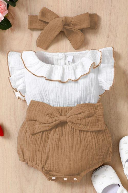 Kız Bebek Ve Çocuk Müslin Kumaş Fırfırlı Kolsuz Tulum