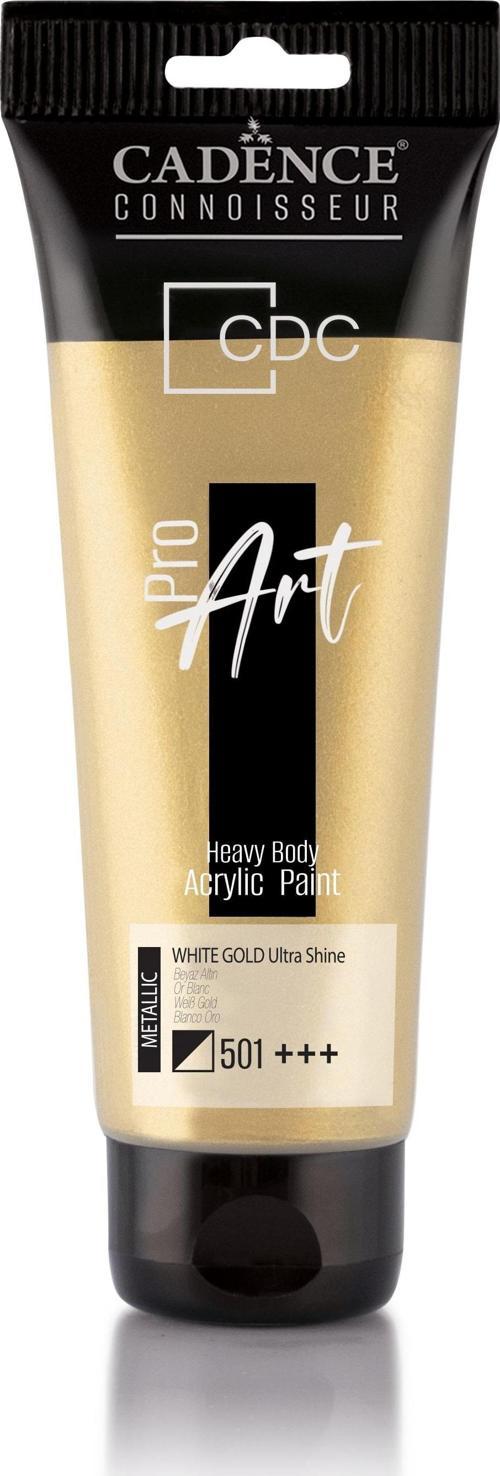 PROART HEAVY BODY  METALİK ULTRA PARLAK AKRİLİK BOYA PRD-501 BEYAZ ALTIN 120 ml