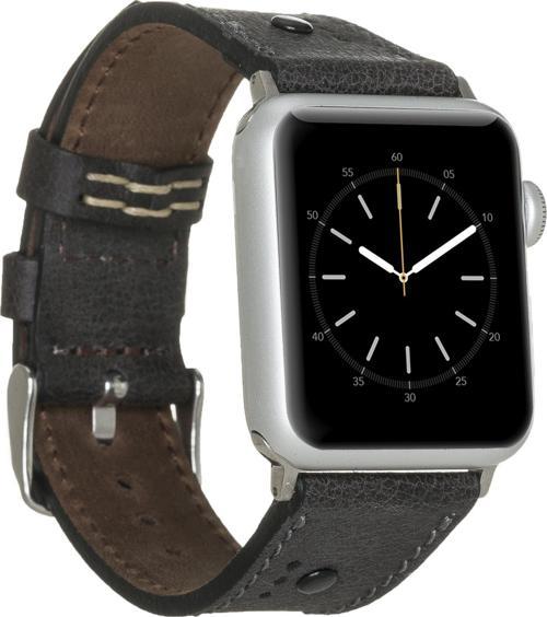 Apple Watch Uyumlu Deri Kordon 42-44-45mm BT Siyah