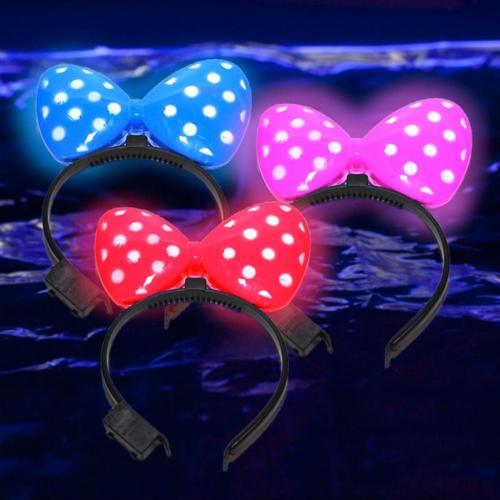3 Adet Headband Led Light Minnie Mouse Işıklı Taç Pembe Miki Taç Kırmızı Miki Taç Mavi Miki Taç