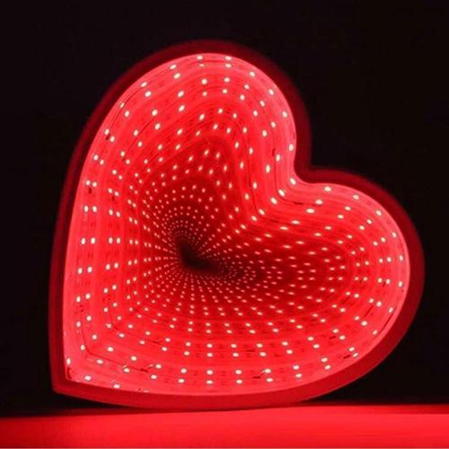 3D Heart Tunnel Lamp Red Led Light 3D Işıklı Dekor Kalp Işık Usb+Pilli Led Işık Dekor Masa Lambası