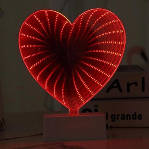 3D Sıradışı Kalp Işıklı Kalp 3D Heart Tunnel Lamp Red Light 3D Işıklı Usb+ Kalpli Pilli Led Işık