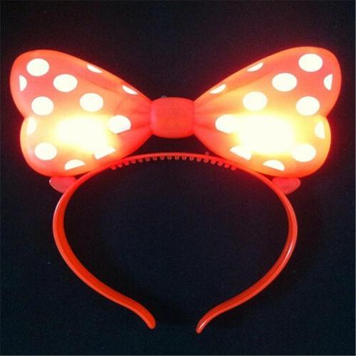 Kırmızı Işıklı Taç Red Headband Led Light Kırmızı Minnie Mouse Işıklı Taç Kırmızı Miki Taç Parti Taç