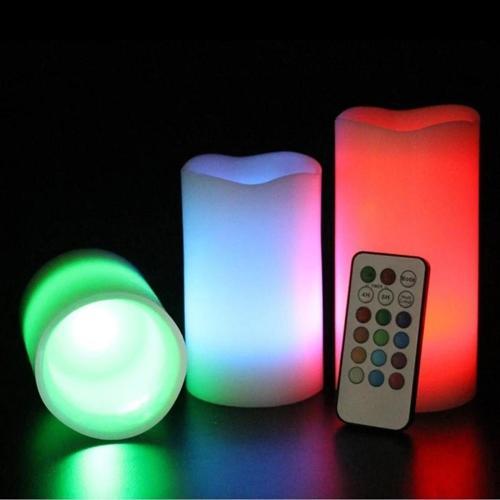 3Lü Set Led Mum Rgb Kumandalı Renkli Işıklı Mum Led Remote Control Electronic Candle Işıklı Mum