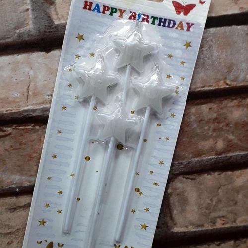 4 Adet Beyaz Yıldız Pasta Mumu Yıldız Doğum Günü Pasta Mumu Beyaz Pasta Mumu Yıldız Mum White Candle