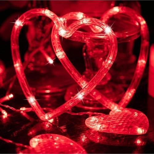Kırmızı Salkım Led Işık Kalpli Salkım Led Işık Yılbaşı Işıkları Vitrin Dekor Süsleme Işığı Red Light