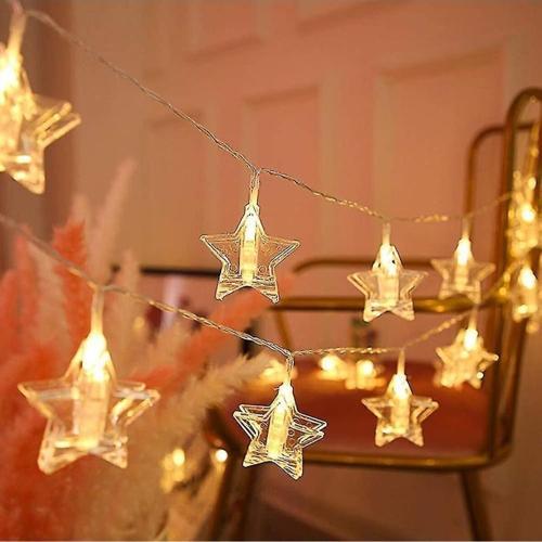 Dekor Düğün Işıklar Pilli Yıldız Mandallı Led Işık Star Clip String Gün Işığı 2 Metre Gün Işığı Led