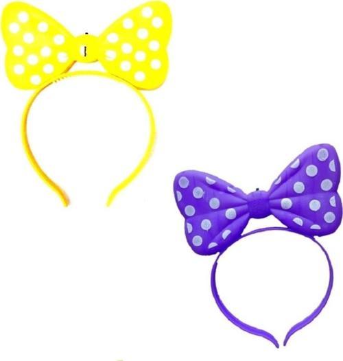 Sarı Minnie Mouse Işıklı Taç Mor Minnie Mouse Işıklı Taç 2 Adet Headband Led Light Parti Işığı