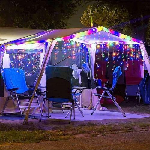 Dekor Düğün Işıkları 3 Metre Renkli Saçak Perde Led Işık 16 Dallı Perde Işık Saçak Renkli Led Işık