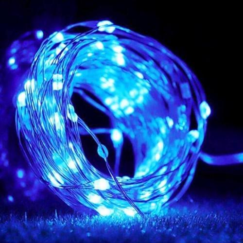 Dekor Düğün Işıkları Mavi Pilli Led Işık Mavi 10 Metre Led Işık Mavi Pilli Işık Blue Led Light