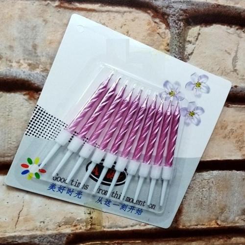 Vıp Kalite Burgulu Pembe Pasta Mumu Pembe Doğum Günü Mumu 10 Adet Pembe Mum Pink Bırthday Candle