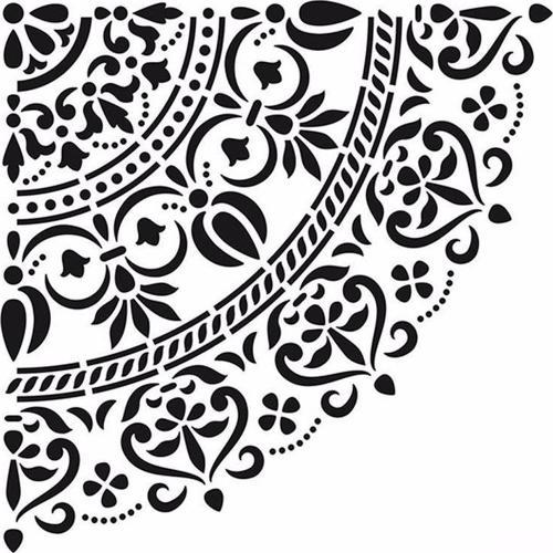 HD110 Yarım Damask Home Dekor Stencil 45x45