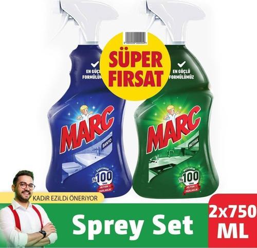 Banyo Mutfak Temizleyici Yağ Çözücü ve Kireç Sökücü Sprey Set 2x750 ml