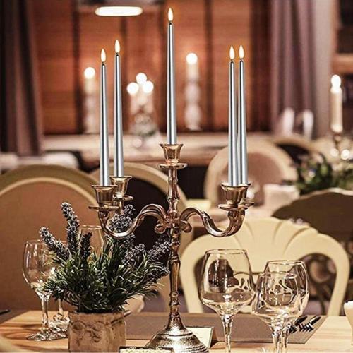 10 Adet Silver Candlestıck Gümüş Şamdan Mumu Gümüş Mum Parlak Gümüş Şamdan Mumu Gümüş Kalın Uzun Mum