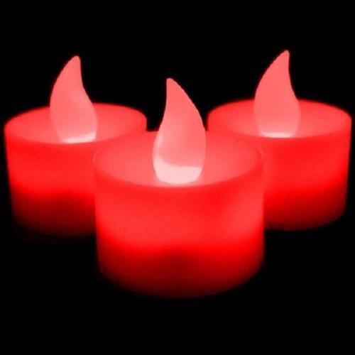 24 Led Işıklı Mum Kırmızı Pilli Led Işık Mum Pilli Mum Yılbaşı Mumları Yılbaşı Süsleri Kırmızı Mum