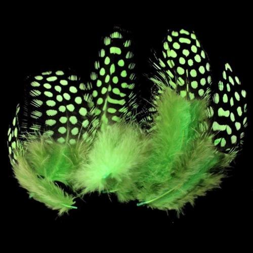 50 Adet Puantiyeli Yeşil Siyah Kuş Tüyü Yeşil Kuş Tüyü Green Bırd Feather Yeşil Şeffaf Balon Tüyü