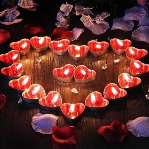 50 Adet Tea Light Kalpli Mum Kırmızı Mum Sevgililer Gününe Özel Kalpli Mum Kırmızı Kalpli Mum