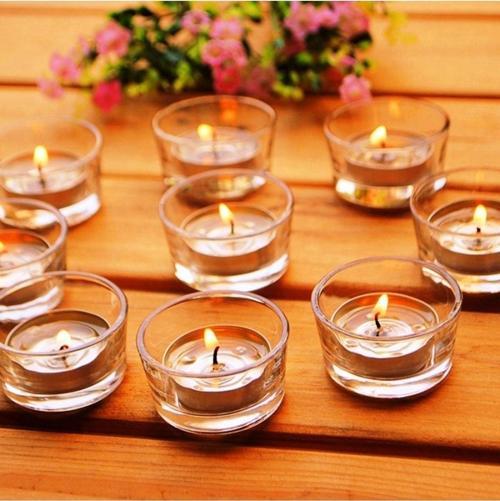 Kır Düğünü Kına Gecesi Dekor Mumluk 14 Adet Cam Mumluk Tea Light Cam Mumluk 4.5X2 Cm Cam Mumluk
