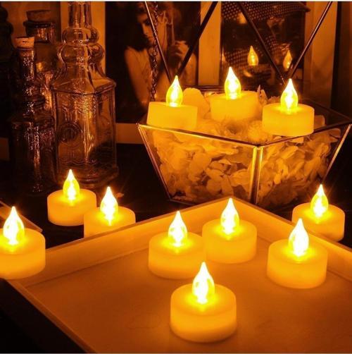 Led Işıklı Mum Gün Işığı Pilli Led Işık Mum Pilli Mum Gün Işığı Led 48 Adet Vıp Ultra Canlı Yanar