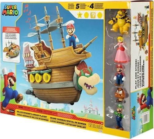 Ni̇ntendo Super Mari̇o Deluxe Oyun Seti̇ Bowser Gemi Dahi̇l 5 Fi̇gür Lisanslı 6.5 Cm