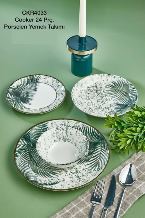 CKR4033 Dijital Baskılı 24 Parça Porselen Yemek Takımı