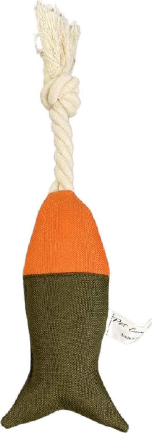 İpli Balık Su Geçirmez Kedi Oyuncağı Haki-Turuncu Ø6cm, 24cm