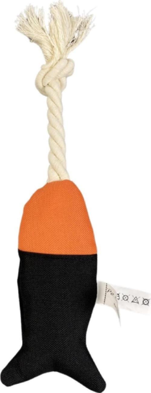 İpli Balık Su Geçirmez Kedi Oyuncağı Siyah-Turuncu Ø6cm, 24cm