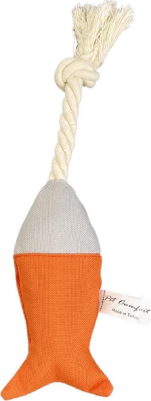 İpli Balık Su Geçirmez Kedi Oyuncağı Turuncu-A.Gri Ø6cm, 24cm