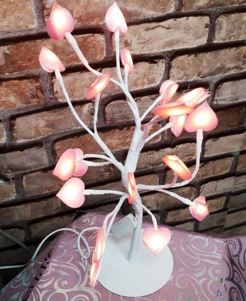 Romantik Hediye Işıklı Dilek Ağacı Led Işıklı Ağaç Sevgililer Gününe Özel Pembe Kalpli Dilek Ağacı