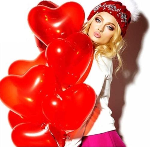 Vıp Kalite 14 Adet Kalpli Balon Kırmızı Kalpli Balon Kırmızı Balon Sevgililer Gününe Özel Dekor