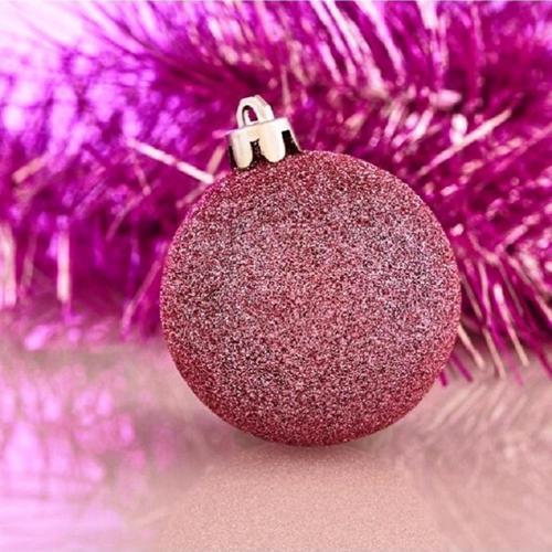 Vıp Kalite 5 Cm 12 Adet Simli Pembe Top Yılbaşı Ağacı Süsleri Vitrin Süsleri Pembe Yılbaşı Top Süs