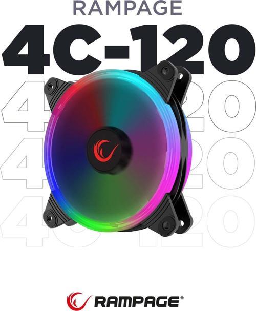 4c-120 12cm Double Ring 5 Renk Ledli Gökkuşağı Rainbow Kasa Fanı