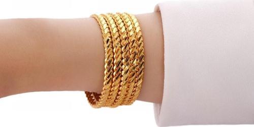 22 Ayar Altın Kaplama Birebir 1 Adet Adana Burma Bilezik 18 Cm  - 2131