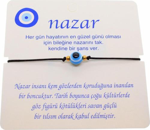 Altın Renk İp Karışık Göz Nazar İp Bileklik - 1808