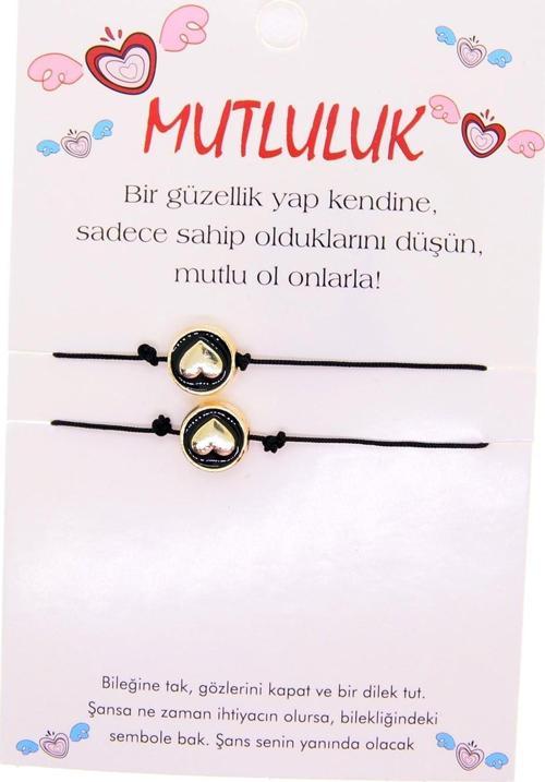 Altın Renk Kalp Mutluluk Arkadaş Şans Bilekliği - 2694