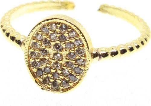 Altın Renk Oval Motif Zirkon Yüzük Ayarlabilir Her Parmağa Olur - 1535