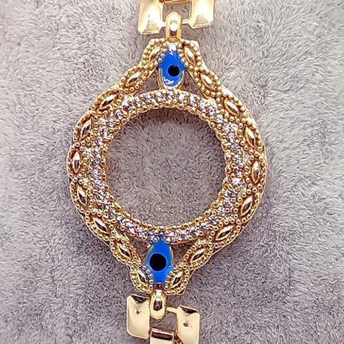 Altın Renk Zirkon Taşlı Çeyrek Altın Koyulan Bayan Bileklik Çerçeve 528