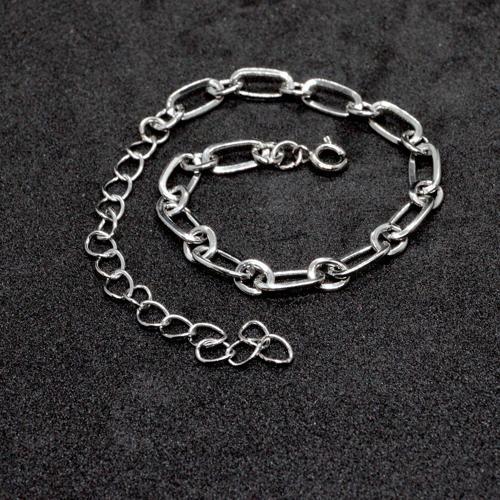 Gümüş Kaplama Unisex Ezme Baklalı Bileklik 858