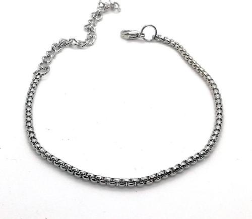 Gümüş Kaplama Arnavut Asansör Zincir Bileklik - 352