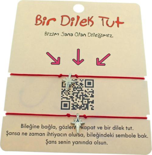 Gümüş Renk Kırmızı İp Kuyruklu Kutup Yıldızı Arkadaş  Bilekliği - 1862