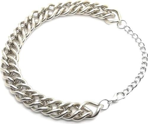 Kalın 6 mm Sık Aralıklı Yassı Zincir Bileklik Gümüş Renk - 313