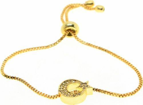 Altın Renk Ay Yıldız Model Asansör Zirkon Bileklik - 2017