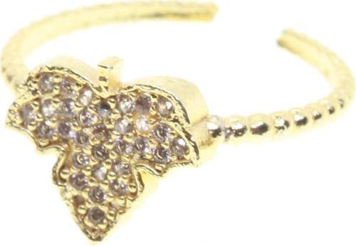 Altın Renk Yaprak  Motif Zirkon Yüzük Ayarlabilir Her Parmağa Olur - 1516