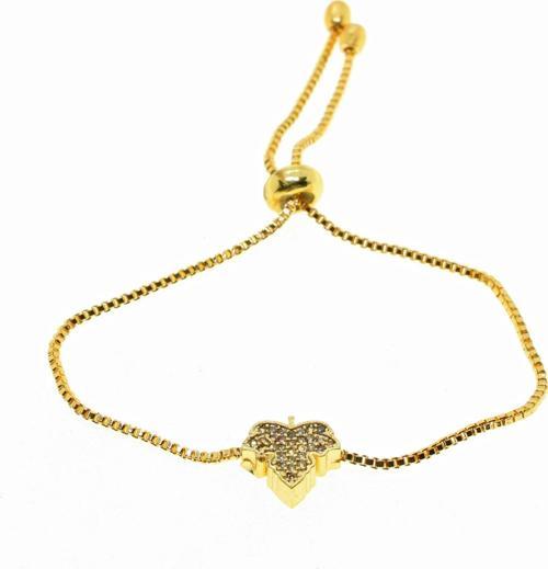 Altın Renk Yaprak Model Asansör Zirkon Bileklik - 2014